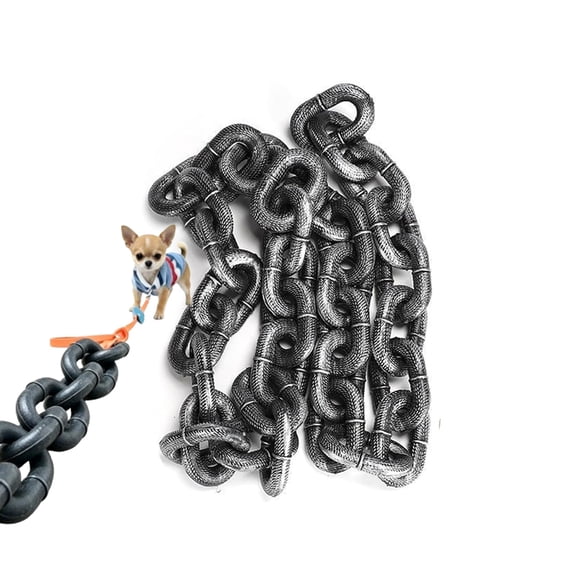 Iron Chain Leash Collars, Lightweight Fake Chain Walking Leash for Cats & Small Dogs