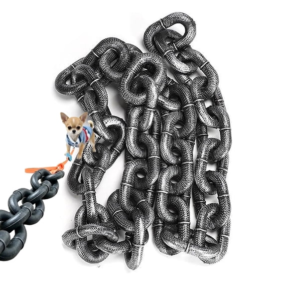 Iron Chain Leash Collars, Lightweight Fake Chain Walking Leash for Cats & Small Dogs