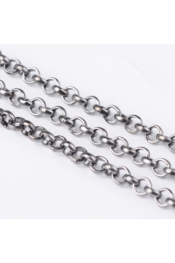 Iron Chains Belcher Chain Unwelded Cadmium Free & Nickel Free & Lead Free Gunmetal 2.5x1mm 328.08 Feet(100m)/roll