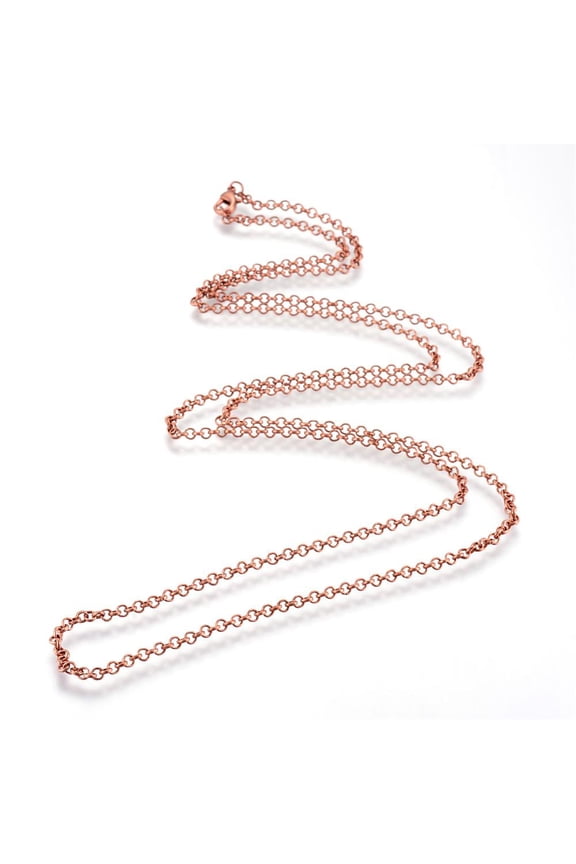 Iron Chains Necklace Making with Lobster Clasps Soldered Red Copper 17.7 inch(45cm)