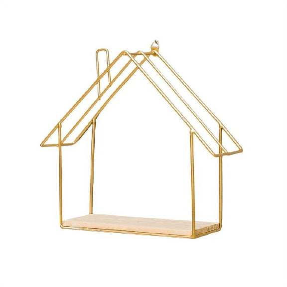 Iron Chimney Hut Wall Shelf Wall Basket Kitchen Wall Hanging Bathroom Storage Cabinet - Gold