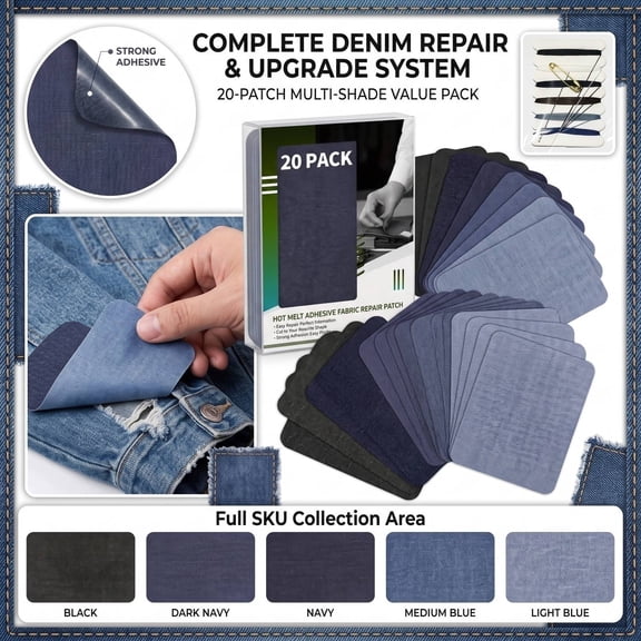 Iron on for Clothes, Jeans Iron on Inside Compatible for Invisible Inner Repair, for Casual Diy Crafters and Clothing Menders, Comes with Strong Iron Adhesive Backing, Soft 100%