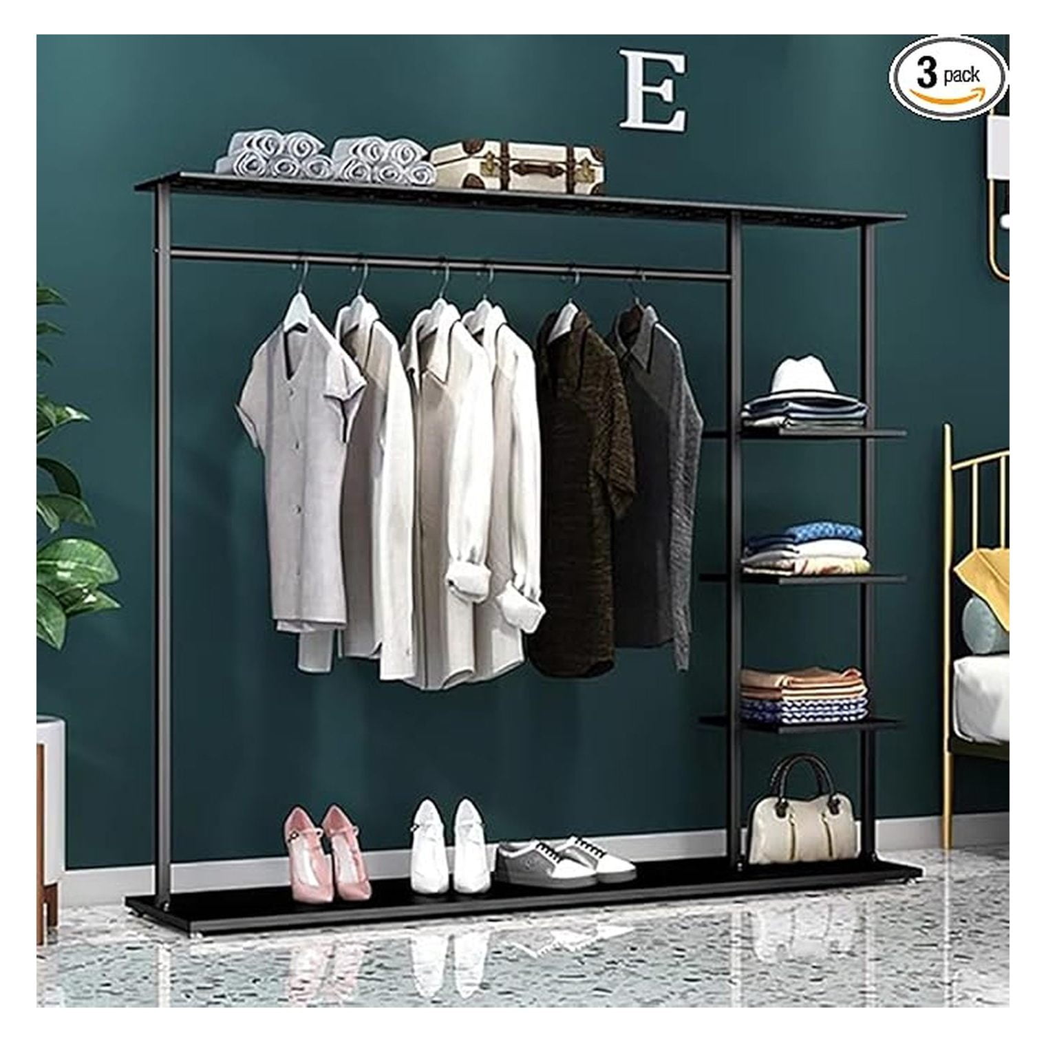 Iron Clothes Rack Garment Rack - 5 Tier Heavy Duty Free Standing Coat ...