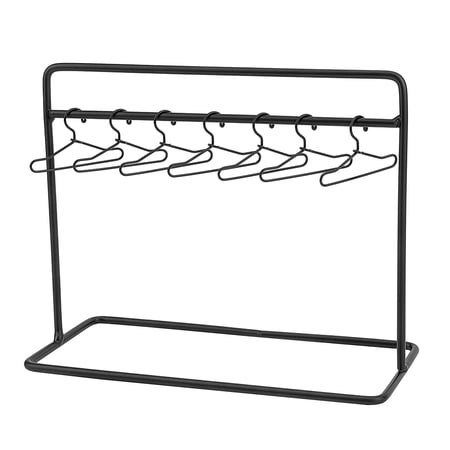 Iron Clothes Rack Hangers Set 150x70x120mm Black Mini Metal Clothing Rack with 10Pcs Tiny Dress Outfit Hangers with Small Single