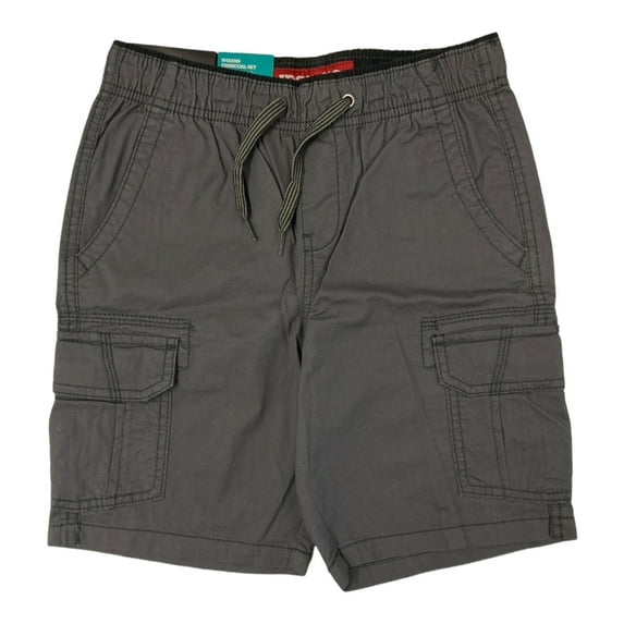 Iron Co Boy's Stretch Cargo Pull On Ripstop Shorts (Charcoal Sky, 10/12)