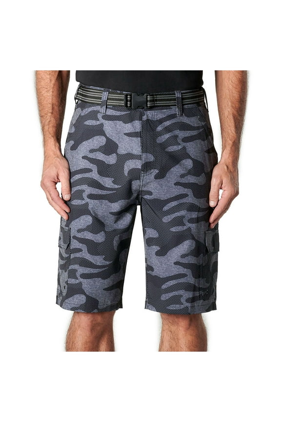 Iron Co Men's Belted Stretch Performance Hybrid Cargo Shorts (Camo, 40)