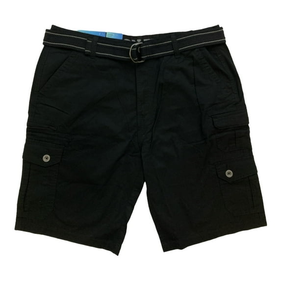 Iron Co Men's Comfort Flex Waistband Stretch Twill Cargo Short (Black, 34)