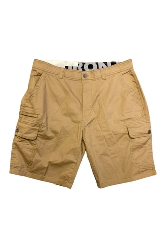 Iron Co. Men's Comfort Waistband Regular Fit Stretch Cargo Short (Vintage Tobacco, 32)
