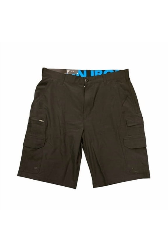 Iron Co. Men's Comfort Waistband Stretch Hybrid Cargo Short (Black, 32)