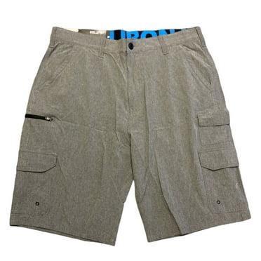 Iron Co. Men's Comfort Waistband Stretch Hybrid Cargo Short (Heather Grey, 34)