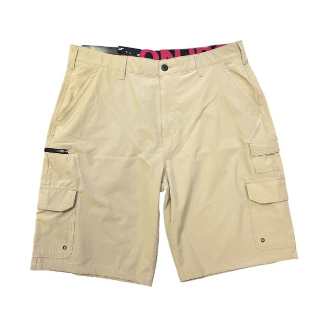 Iron Co. Men's Comfort Waistband Stretch Hybrid Cargo Short (Khaki, 34