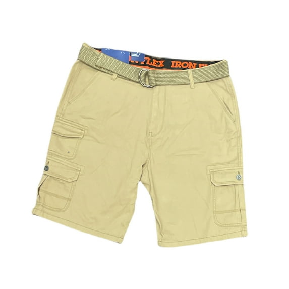 Iron Co. Men's Flex Waist Stretch Cargo Shorts w/ Solid Belt (Boardwalk, 40)