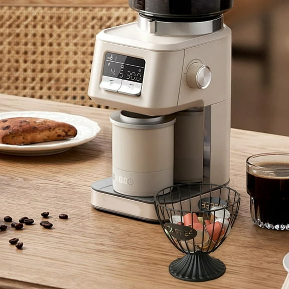 Iron Coffee Pod Holder with Scratch-Resistant Base - Large Capacity Organizer for K-Cups, Capsules, and Kitchen Essentials