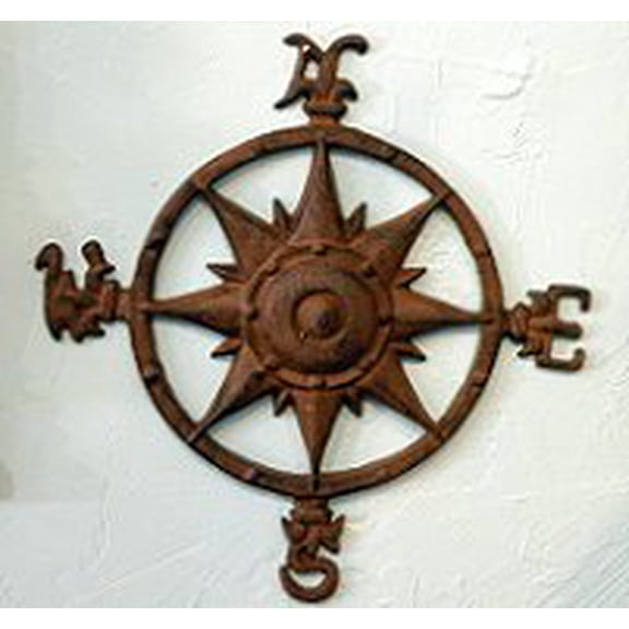 Iron Compass Rose Nautical Wall Plaque