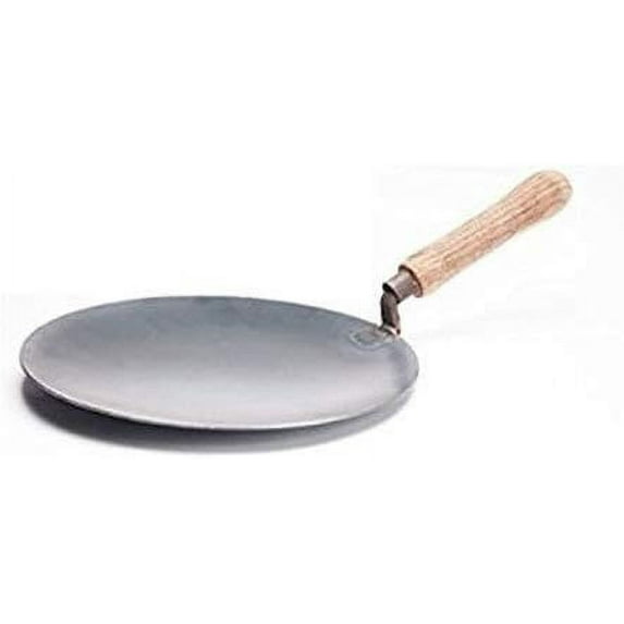 Iron Concave Tawa 11" with Steel Turner Cookware Roti Maker chapati Maker Kitchen Tool Iron Tava with Wooden Handle