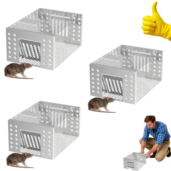 Iron Content Zinc Automatic Mousetrap, Stainless Steel Automatic Mousetrap, Automatic Rat Trap, Automatic Mouse Trap, Stainless Steel Continuous Mouse Cage Trap, for Indoor and Outdoor