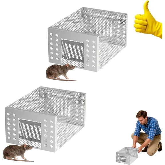 Iron Content Zinc Automatic Mousetrap, Stainless Steel Automatic Mousetrap, Automatic Rat Trap, Automatic Mouse Trap, Stainless Steel Continuous Mouse Cage Trap, for Indoor and Outdoor