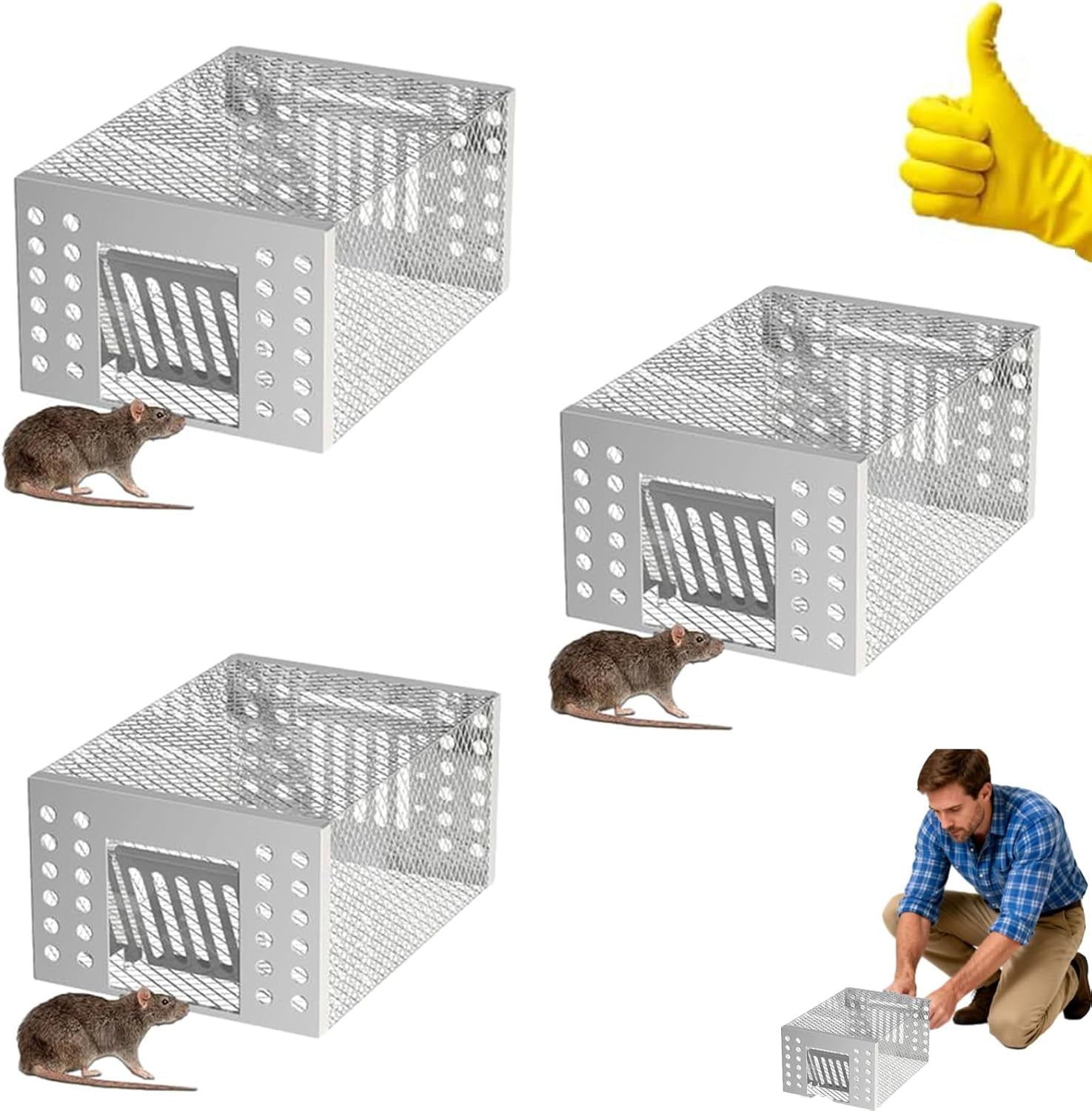 Iron Content Zinc Automatic Mousetrap, Stainless Steel Automatic Mousetrap, Automatic Rat Trap, Stainless Steel Continuous Mouse Cage Trap, for Indoor and Outdoor