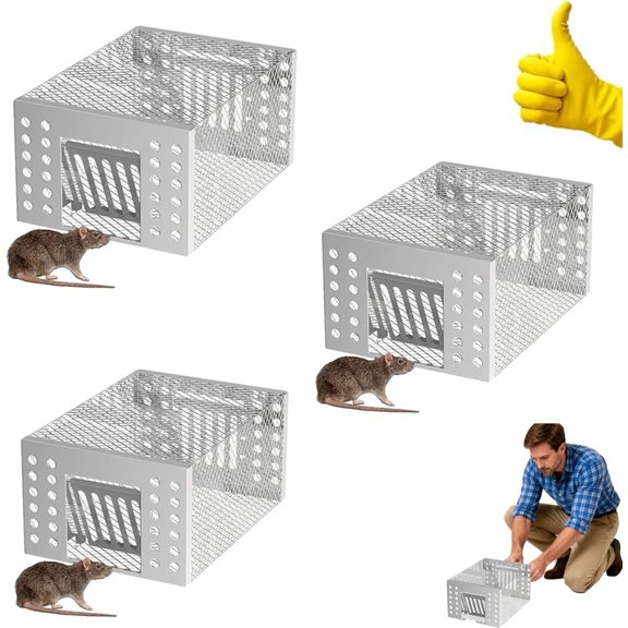 Iron Content Zinc Automatic Mousetrap, Stainless Steel Automatic Mousetrap, Automatic Rat Trap, Stainless Steel Continuous Mouse Cage Trap, for Indoor and Outdoor