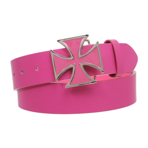 Iron Cross Buckle Snap-On Faux Leather Belt in Multiple Colors