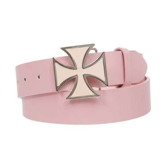 Iron Cross Buckle Snap-On Faux Leather Belt in Multiple Colors