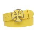 thumbnail image 1 of Iron Cross Buckle Snap-On Faux Leather Belt in Multiple Colors, 1 of 2