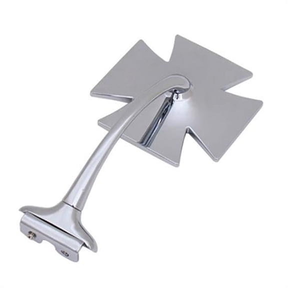 Speedway Motors Iron Cross Clamp-On Side Rear View Door Peep Mirror with 5-1/4 Inch Arm, Chrome Die Cast Arm and Stainless Steel Head, Fits Left or Right Side