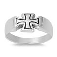 thumbnail image 1 of Iron Cross Independence Etched Ring ( Sizes 5 6 7 8 9 10 ) New .925 Sterling Silver Band Rings by Sac Silver (Size 9), 1 of 1