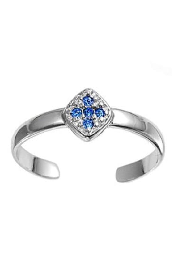 Iron Cross Knuckle/Toe Ring Simulated Sapphire Cubic Zirconia Sterling Silver