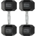 thumbnail image 1 of Iron Crush Hex Dumbbells - Heavy Duty PVC Coated Weights, Chrome-Plated Knurled Handles - Workout, Exercise, Lifting, Body Building Home Gym Training Gear - 3 Lb to 50Lb Options - Sold in Pairs, 1 of 7