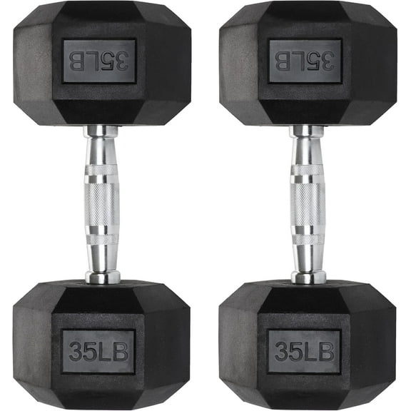 Iron Crush Hex Dumbbells - Heavy Duty PVC Coated Weights, Chrome-Plated Knurled Handles - Workout, Exercise, Lifting, Body Building Home Gym Training Gear - 3 Lb to 50Lb Options - Sold in Pairs