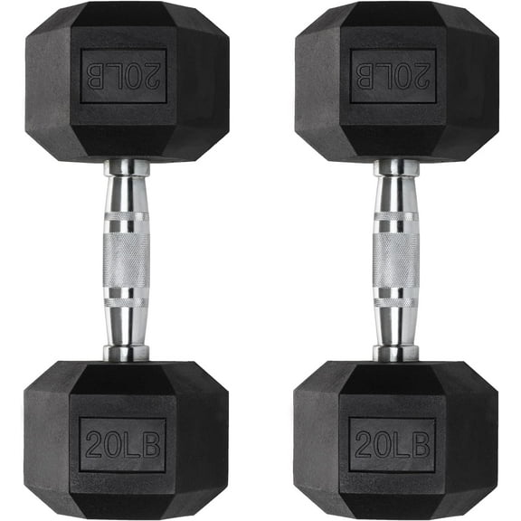 Iron Crush Hex Dumbbells - Heavy Duty PVC Coated Weights, Chrome-Plated Knurled Handles - Workout, Exercise, Lifting, Body Building Home Gym Training Gear - 3 Lb to 50Lb Options - Sold in Pairs