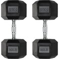 thumbnail image 1 of Iron Crush Hex Dumbbells - Heavy Duty PVC Coated Weights, Chrome-Plated Knurled Handles - Workout, Exercise, Lifting, Body Building Home Gym Training Gear - 3 Lb to 50Lb Options - Sold in Pairs, 1 of 7