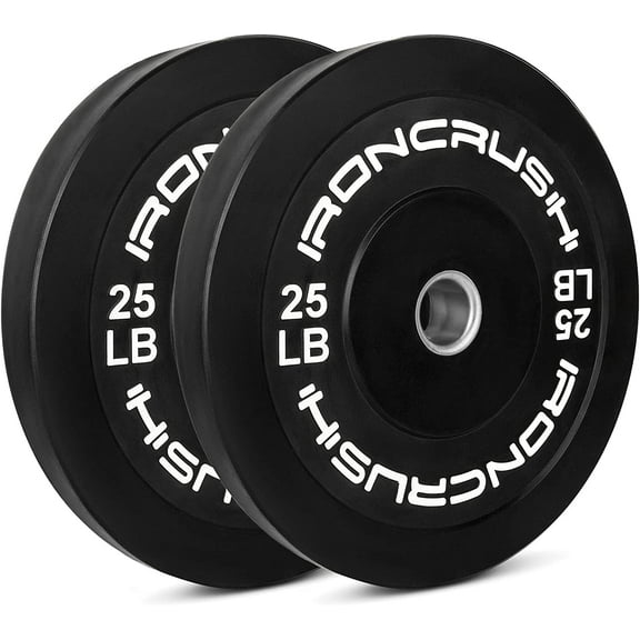 Iron Crush Olympic Bumper Plates Set - Virgin Rubber Weights for Strength Training - Fits 2" Barbells - Sold in Pairs