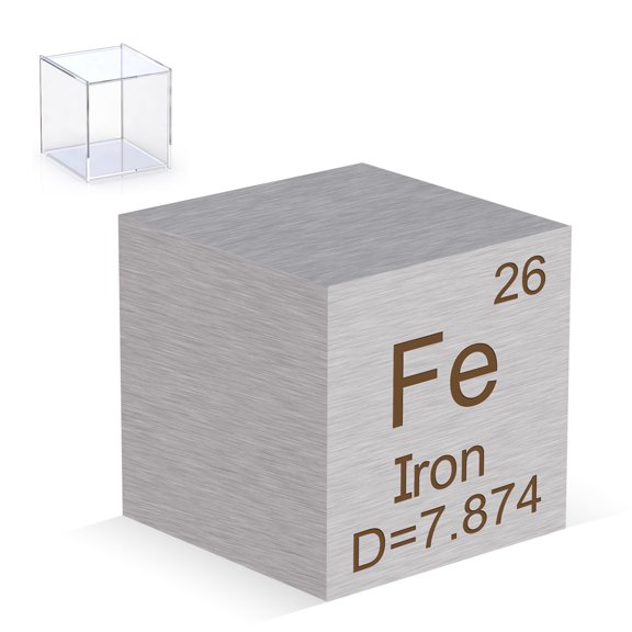 Iron Cube 0.39 99.99% High Purity Metal Density Elemental Cube for Elemental Collecting Experiment Materials Science Gift Simple Matter Block Display with Acrylic Case (Fe 10mm)