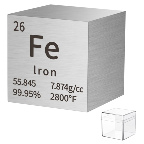 Iron Cube Metal Density Cubes Pure Metal High Density Element Cube for Element Collections Lab Experiment Material Hobbies DIY Teacher Science Creative Gift (Fe 1inch)
