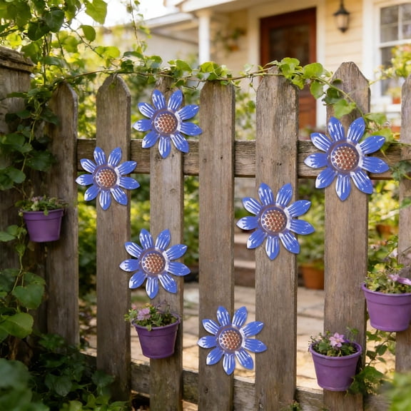 Iron Daisy Wall Hanging, Outdoor Garden Courtyard Decoration, Creative Horticultural Wall Decor, Metal Flower Wall Art, Garden Fence Decoration, Indoor Outdoor Wall Hanging