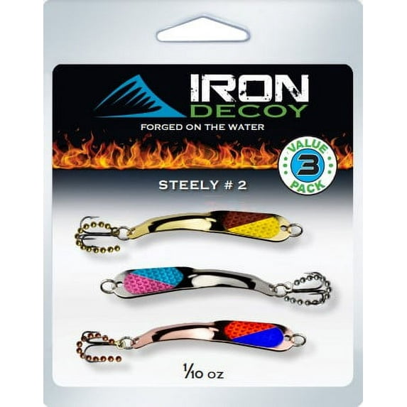 Iron Decoy Steely 2 Tri Pak #1 Three 1/10oz 2in Casting Spoon Lures 3 Color Patterns