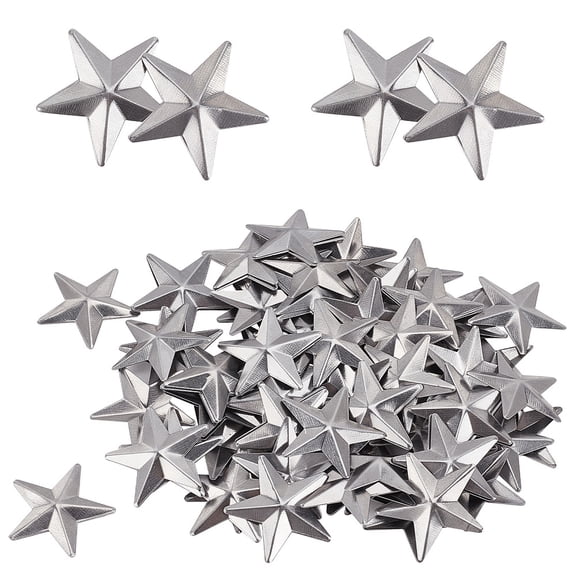 Iron Display Decorations Metal Star Ornament Platinum 25x27x2.5mm