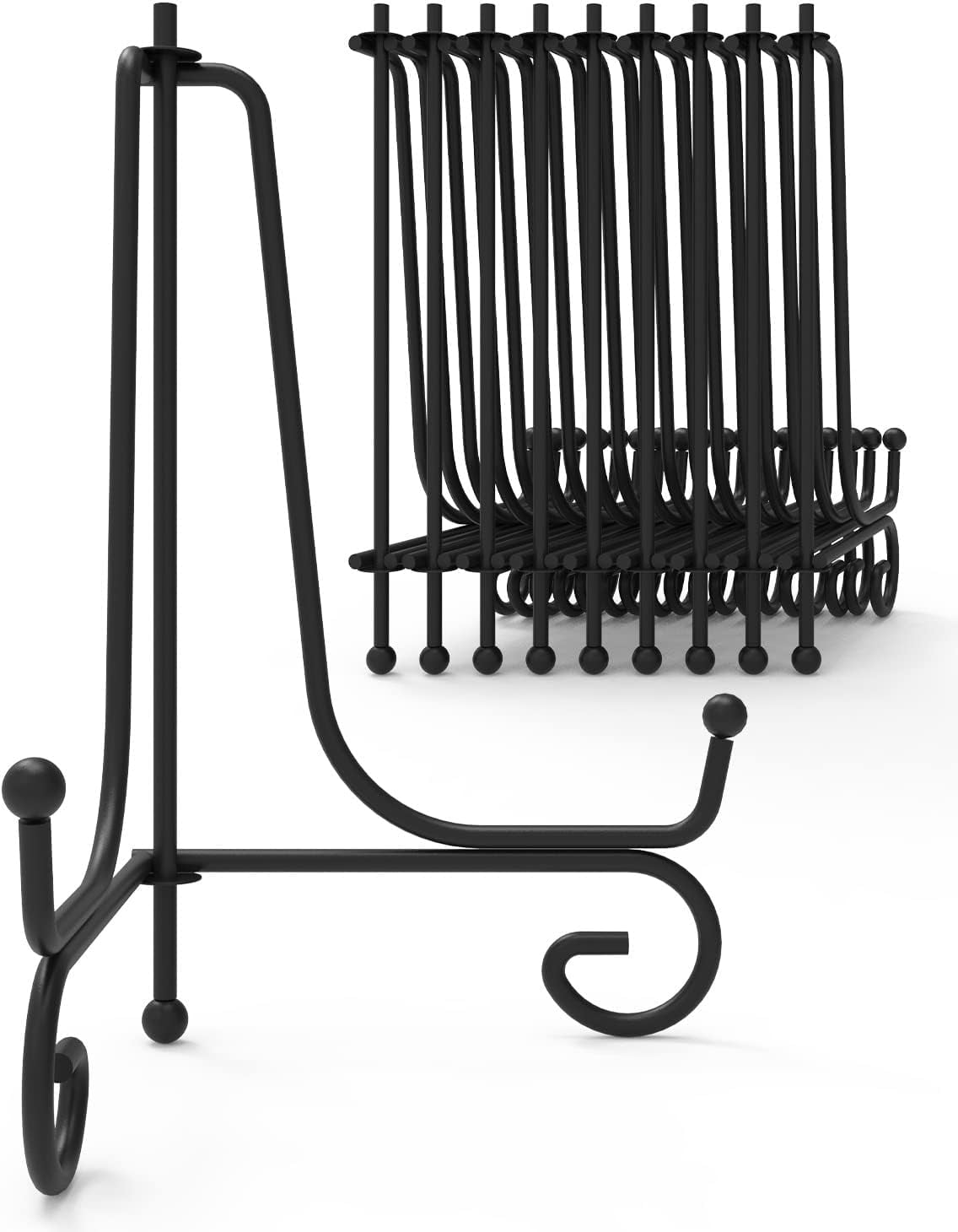 5 Acrylic Plate Stand Holders - 4 Pack, Foldable, Black Gold, For Displaying Plates, Photos, Art