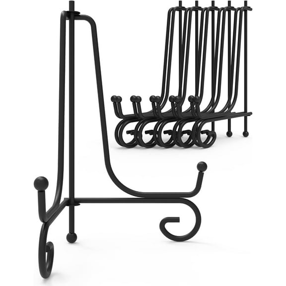 FacoFaco 5 Pack 6 Inch Black Iron Display Stands for Photo Frame, Artwork, Collection, Decorative Plate