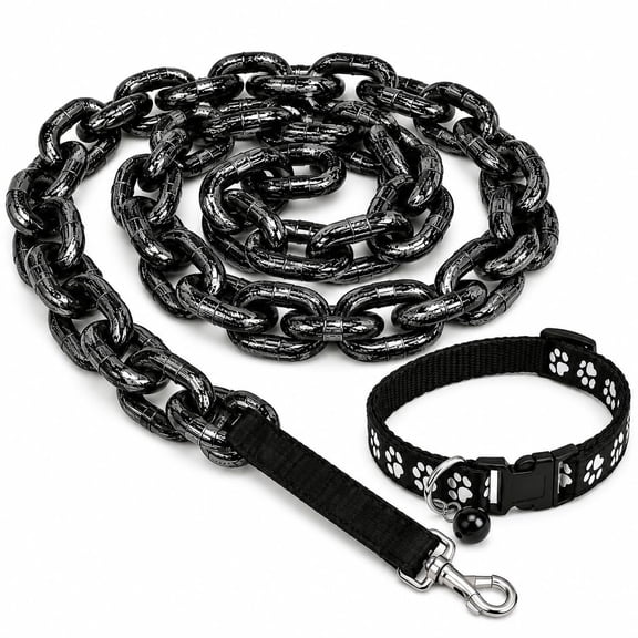 Iron Dog Paw Chain Leash Big Fake Funny Big Chain Ieash for Small Dog Funny Teddy, Chihuahua, Poodle Puppies Being Silly On A Leash (2" Wide × 71" Long)