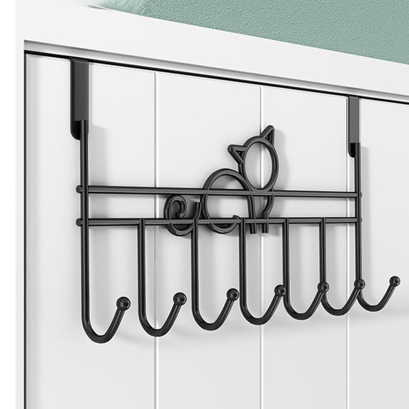 Iron Door Hanging Hook Rack - 16.3" Over The Door Organizer for Coats, Towels, Bags, No-Drill Install, Space Saving Storage for Bedroom, Bathroom, Entryway