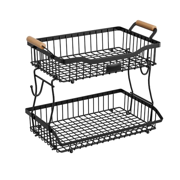 Iron Double Deck Kitchen Rack for Produce Storage Bathroom Shelving