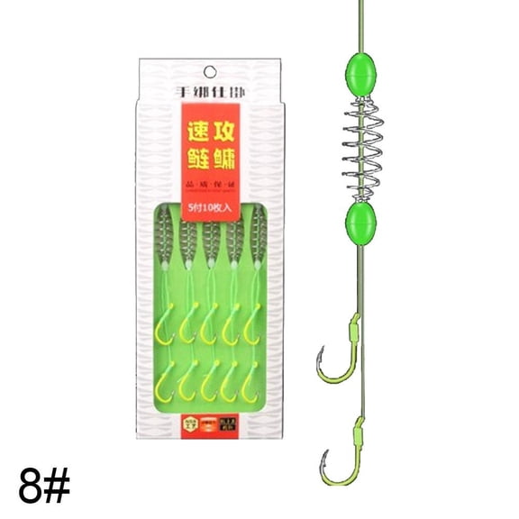 Iron Double Hook Fishing Line Group with Spring Anti-Entanglement for Hand Rods, Sizes 8-13