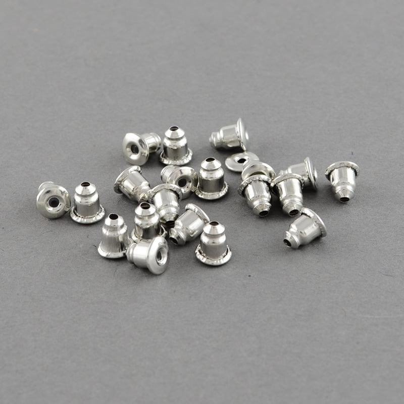 Iron Ear Nuts Earring Backs Platinum 6x5mm Hole: 1mm DIY