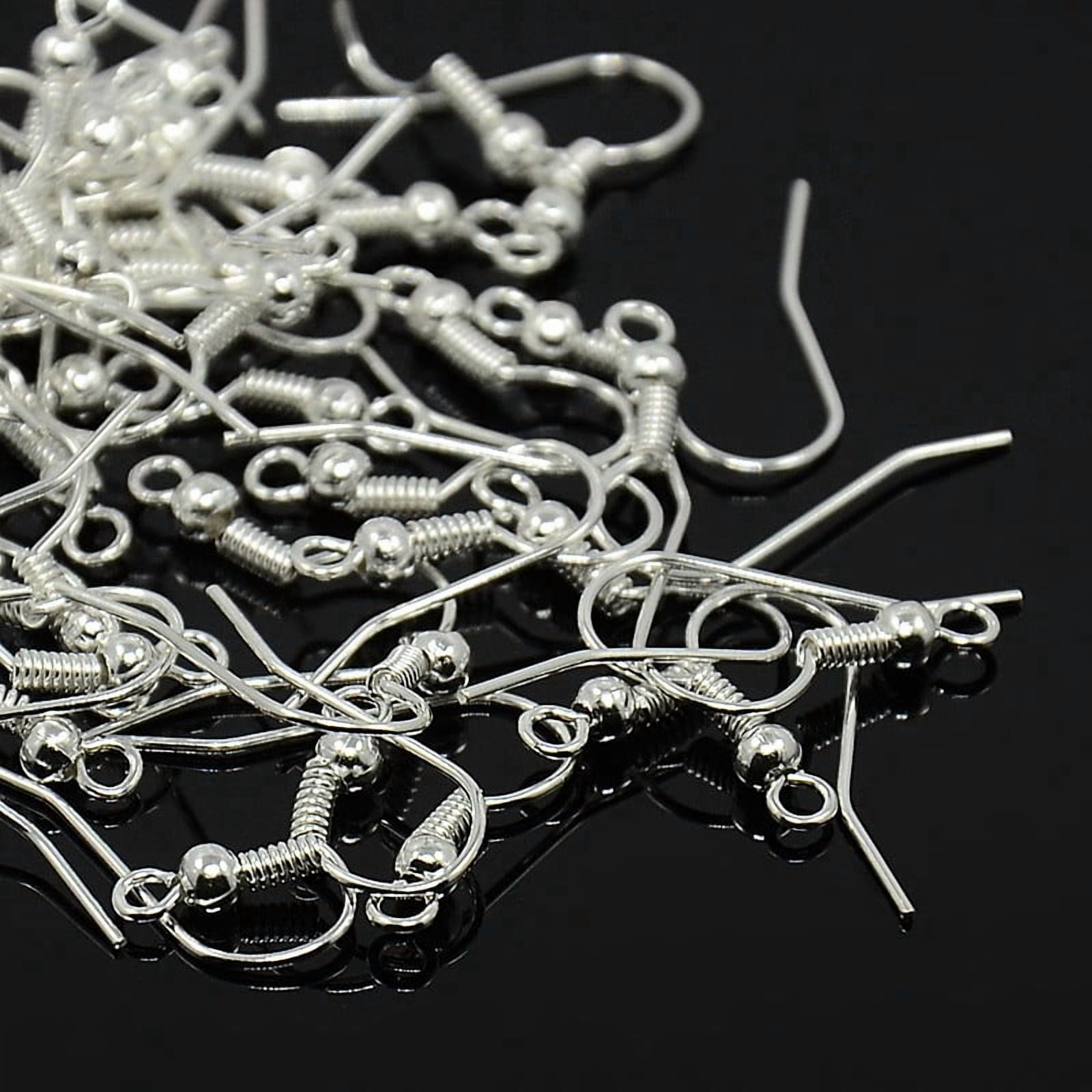 Iron Earring Hooks Ear Wire with Horizontal Loop Cadmium Free Lead Free Silver 17~19x0.8mm Hole: 2mm 22 Gauge Pin: 0.6mm