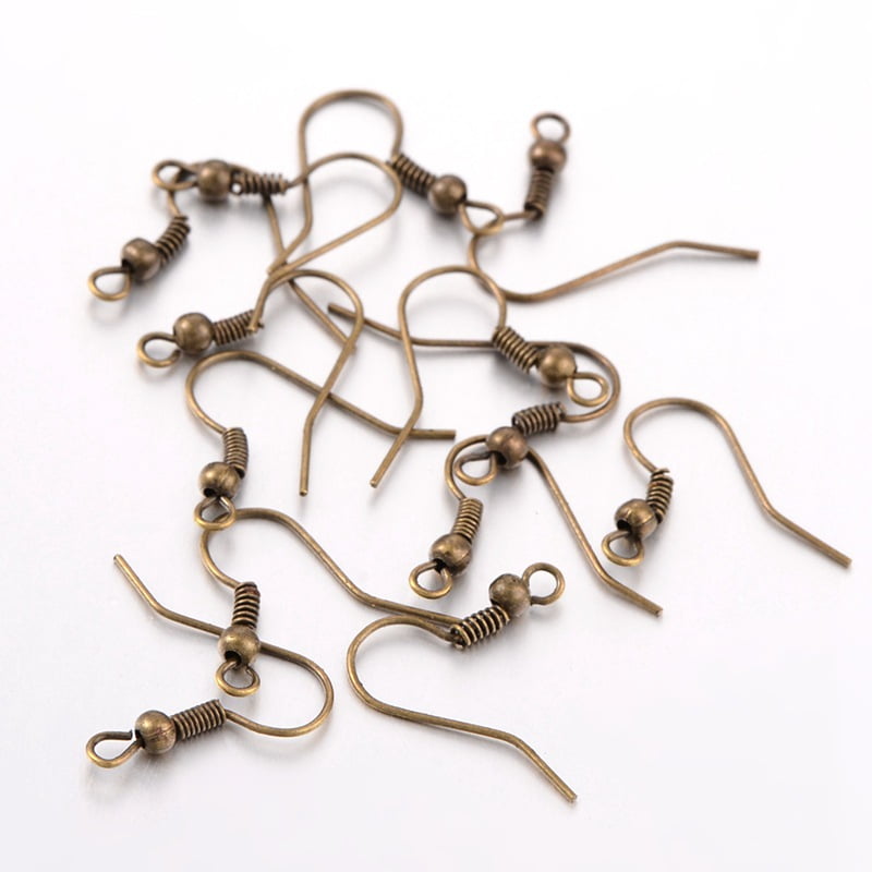 Iron Earring Hooks Ear Wire with Horizontal Loop Cadmium Free Nickel Free Lead Free Bronze 17-19x0.8mm Hole: 2mm 22 Gauge Pin: 0.6mm