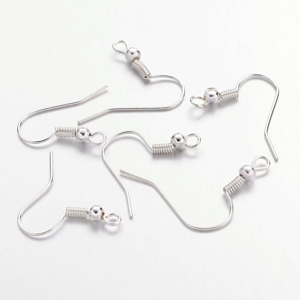 Iron Earring Hooks Ear Wire with Horizontal Loop Silver 19~21x18~20mm Pin: 0.65mm 22 Gauge