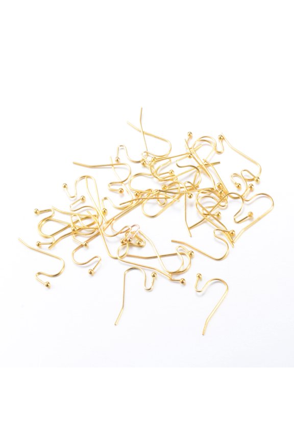 Iron Earring Hooks Nickel Free Golden Pin: 0.8mm 19x13mm